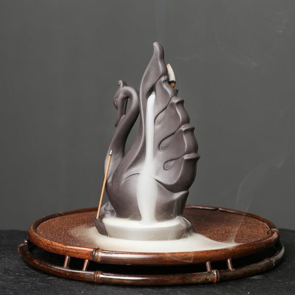 Elegant Swan Ceramic Backflow Incense Burner