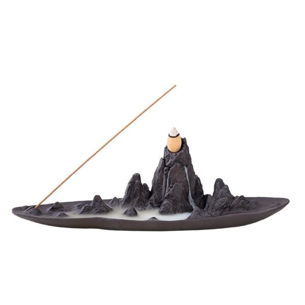 Mountain Hill Boat Ceramic Waterfall Incense Holder