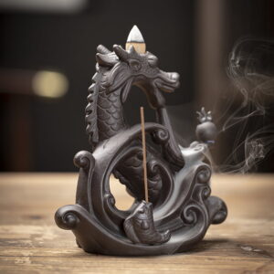 Chinese Dragon Waves Fish Reverse Smoke Incense Burner