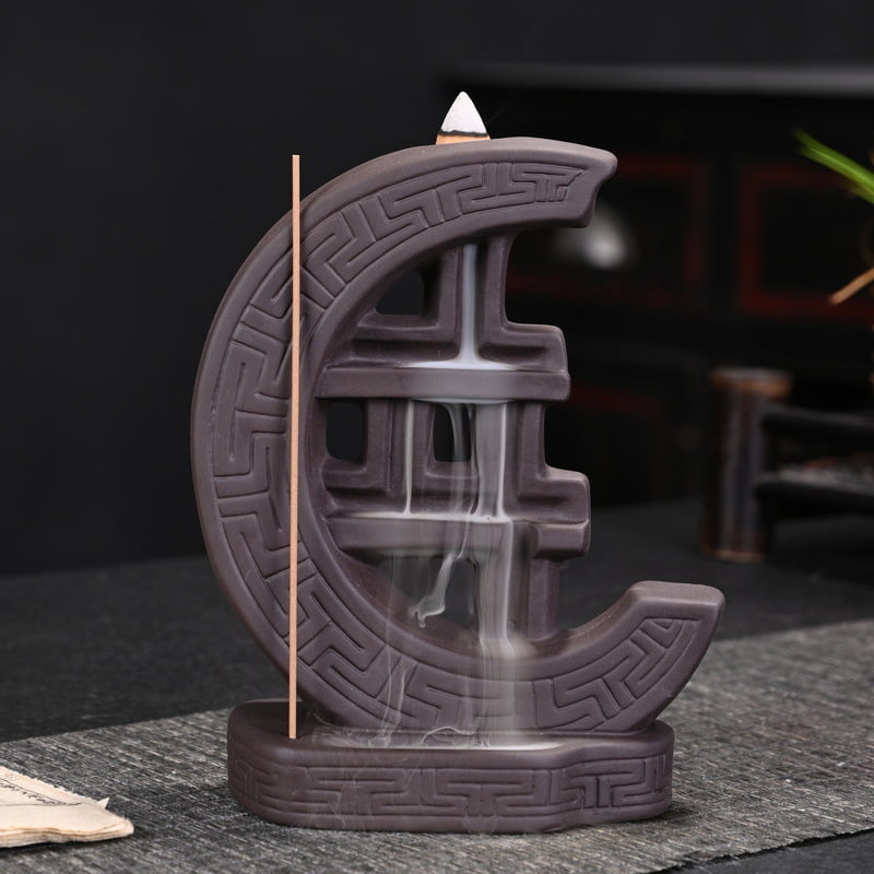 Sickle Crescent Shaped Ceramic Backflow Incense Burner