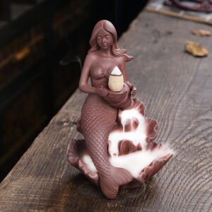 Mermaid Conch Lotus Leaf Reverse Smoke Incense Burner