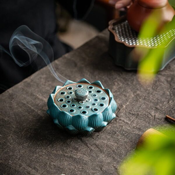 Lotus Flower Lotus Seedpod Ceramic Incense Burner