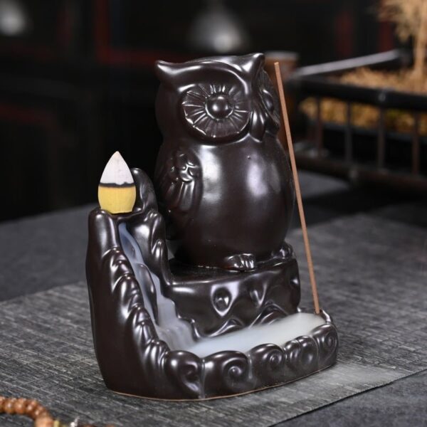 Owl Incense Burner Ceramic Backflow Aromatherapy Burner
