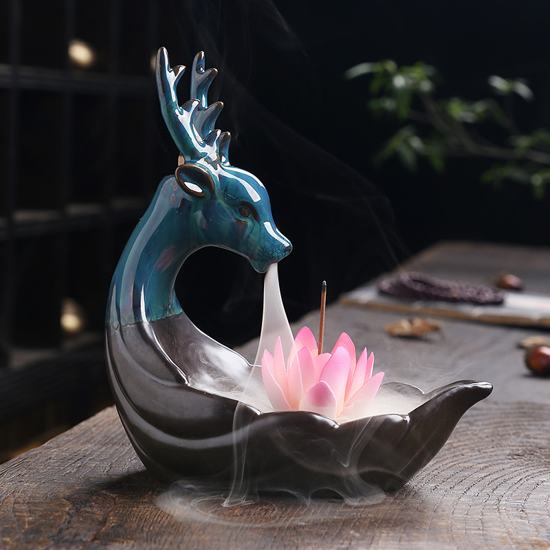 Elk Ceramic Hand-Made Incense Fountain Burner