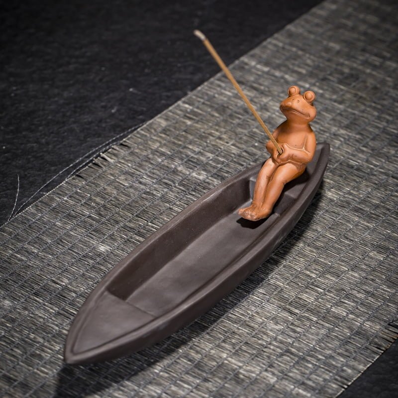 Frog Fishing Boat Incense String Incense Burner