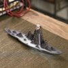 Mountain Hill Boat Ceramic Waterfall Incense Holder
