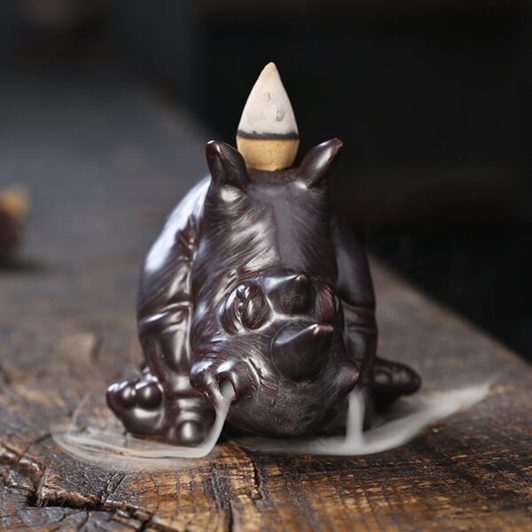 Rhinoceros Hippopotamus Ceramic Waterfall Backflow Incense Holder Rhinoceros Hippopotamus Ceramic Waterfall Backflow Incense Holder