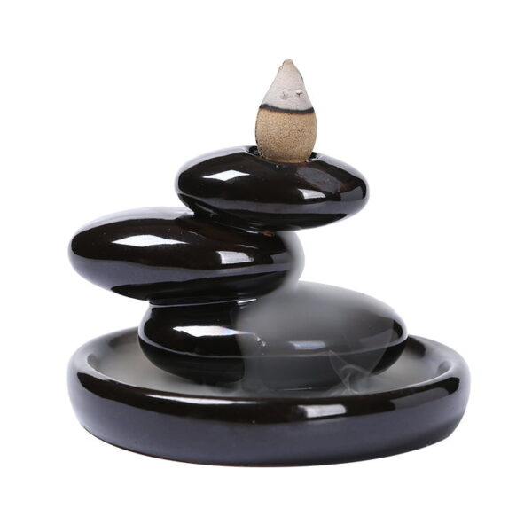 Cobblestone Black Ceramic Unique Backflow Incense Burner