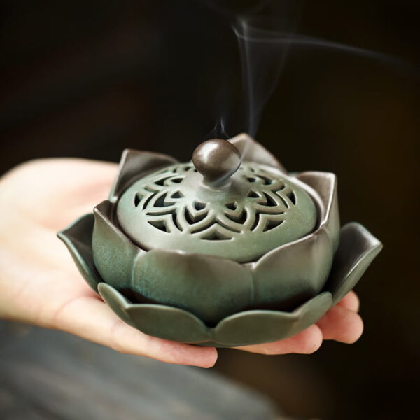 Lotus Flower Ceramic Incense Burner