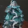 Blue Christmas Tree Ceramic Incense Waterfall Fountain Backflow Burner