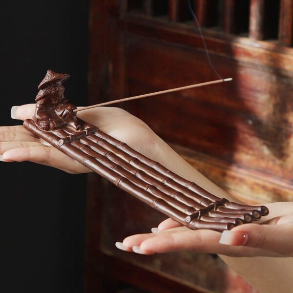 Old Man Fishing Bamboo Raft Incense Stick