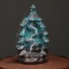 Blue Christmas Tree Ceramic Incense Waterfall Fountain Backflow Burner