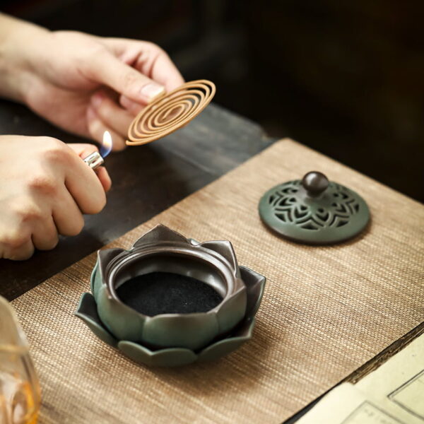 Lotus Flower Ceramic Incense Burner