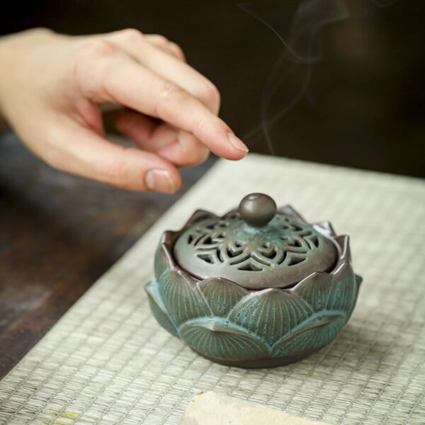 Ceramic Lotus Flower Incense Burner