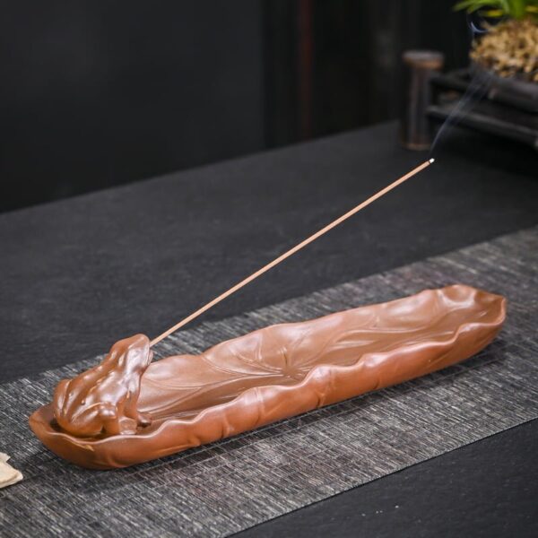 Ceramic Frog Lotus Leaf Backflow Incense Burner