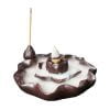 Lotus Flower Lotus Leaf Ceramic Incense Holder Backflow Incense Burner - Image 6