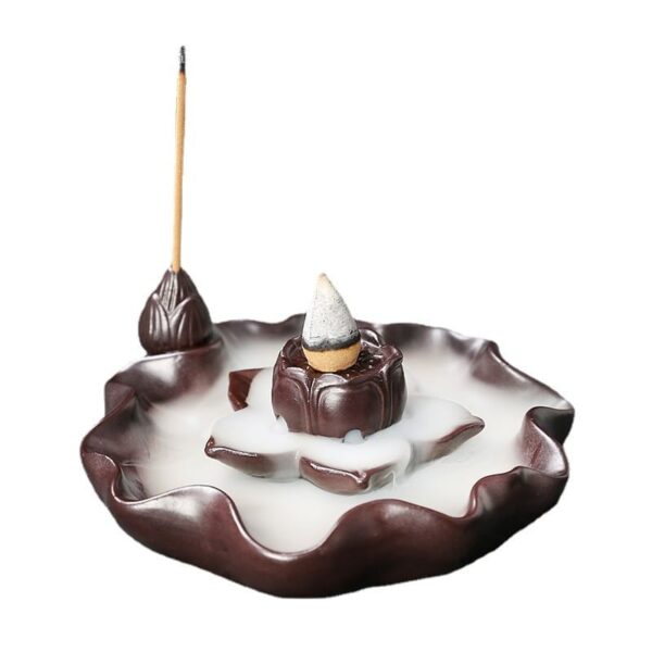 Lotus Flower Lotus Leaf Ceramic Incense Holder Backflow Incense Burner