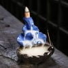 Blue Black lotus leaf Handmade Waterfall Backflow Incense Burner