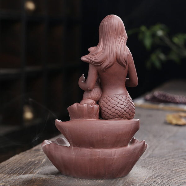 Mermaid Conch Lotus Leaf Reverse Smoke Incense Burner