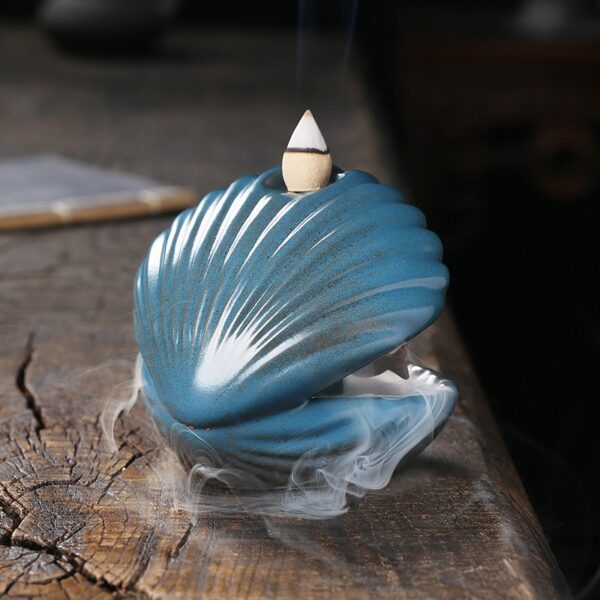 Mermaid Fish Seashell LED Back Burning Incense Burner