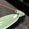 Green Bamboo Leaf Ceramic Incense Smoke Holder