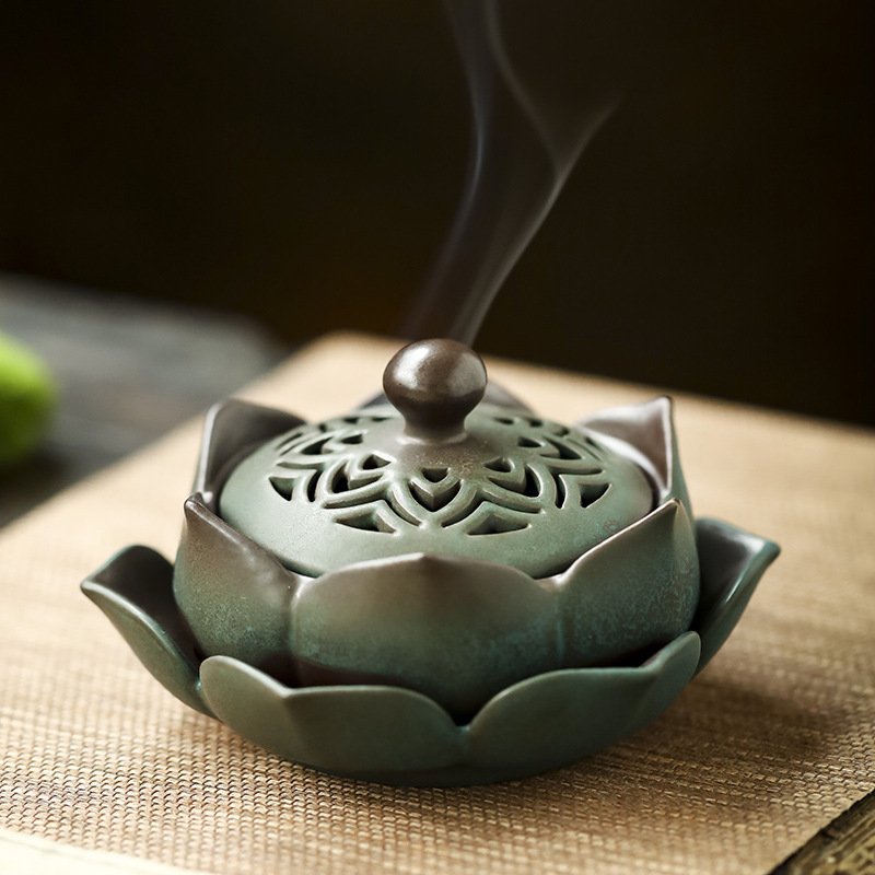 Lotus Flower Ceramic Incense Burner