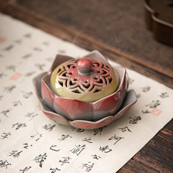Colored Ceramic Lotus Flower Coil Incense Burner