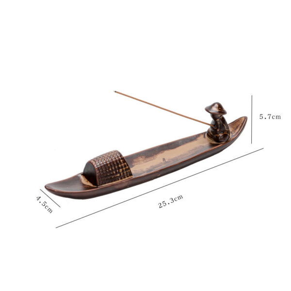 Vintage Boat Old Man Fishing Ceramic Thread Incense Insert
