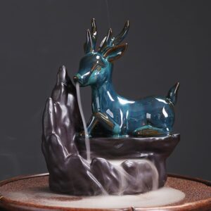 Deer Elk Mountain Ceramic Incense Burner Waterfall Deer Elk Mountain Ceramic Incense Burner Waterfall