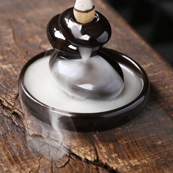 Cobblestone Black Ceramic Unique Backflow Incense Burner