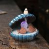 Mermaid Fish Seashell LED Back Burning Incense Burner