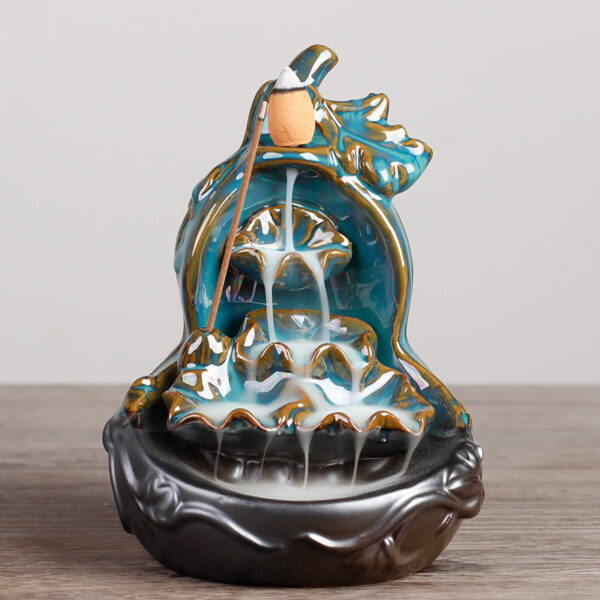 Hulu Lotus Leaf Ceramic Unique Backflow Incense Burner
