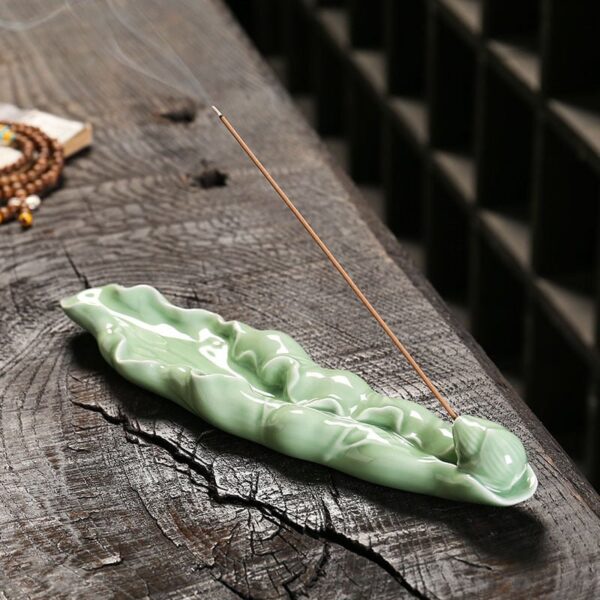 Lotus Leaf Incense Holder Ceramic Agarwood Burner  Incense Burner