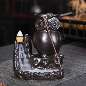 Owl Ceramic Fountain Waterfall Incense Holder Owl Ceramic Fountain Waterfall Incense Holder