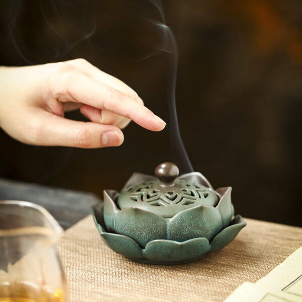 Lotus Flower Ceramic Incense Burner