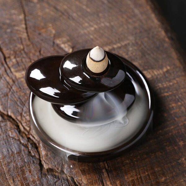 Cobblestone Black Ceramic Unique Backflow Incense Burner