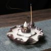 Lotus Flower Lotus Leaf Ceramic Incense Holder Backflow Incense Burner - Image 4