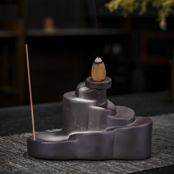 Multi-layer Stones Ceramic Waterfall Incense Cone Holder