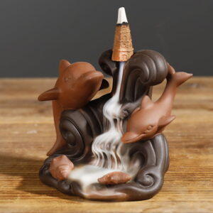 Dolphin Conch Starfish Waves Ceramic Incense Backflow Burner Dolphin Conch Starfish Waves Ceramic Incense Backflow Burner
