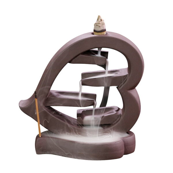 Love Shape Ceramic Backflow Waterfall Incense Burner