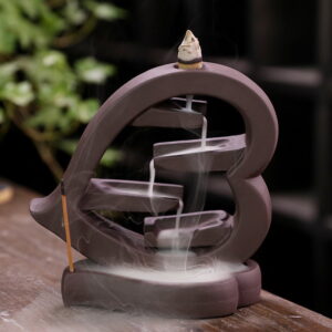 Love Shape Ceramic Backflow Waterfall Incense Burner