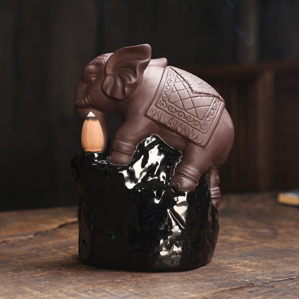Elephant Climbing Ceramic waterfall Incense Burner