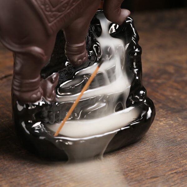 Elephant Climbing Ceramic waterfall Incense Burner