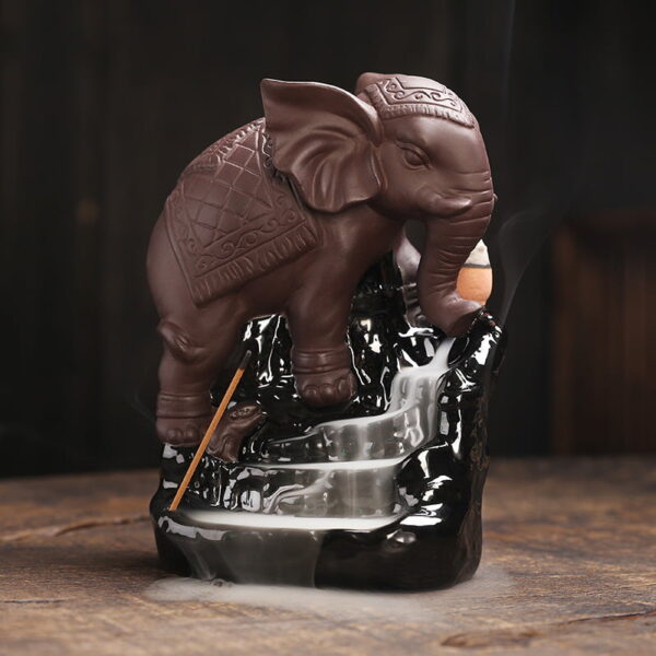Elephant Climbing Ceramic waterfall Incense Burner