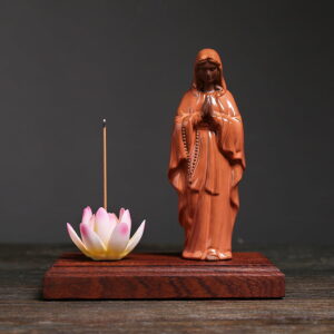 Jesus Virgin Mary Lotus Flower Ceramic Incense Stick Holder