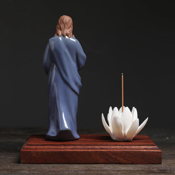 Jesus Virgin Mary Lotus Flower Ceramic Incense Stick Holder