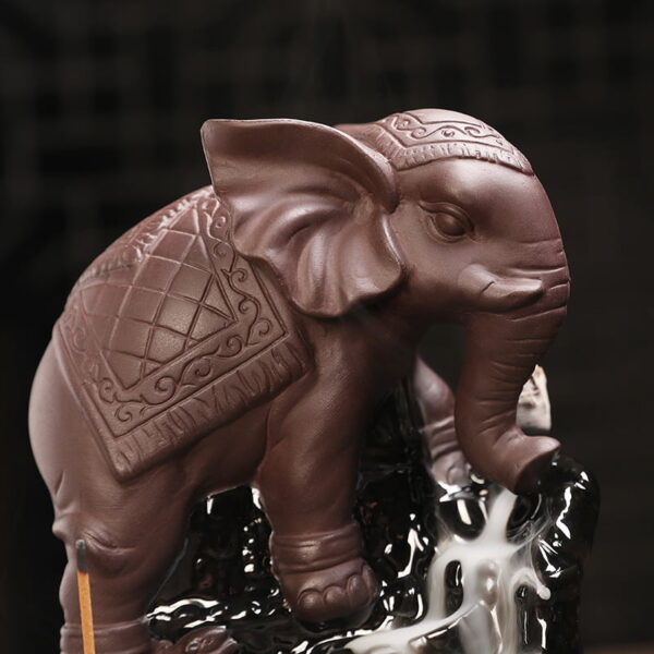 Elephant Climbing Ceramic waterfall Incense Burner