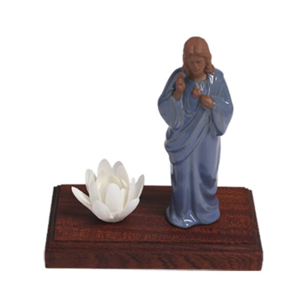Jesus Virgin Mary Lotus Flower Ceramic Incense Stick Holder