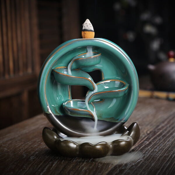 Round Ceramic Waterfall Incense Burner Holder Round Ceramic Waterfall Incense Burner Holder