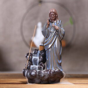 Jesus Virgin Mary Ceramic Incense Holder Backflow Incense Burner